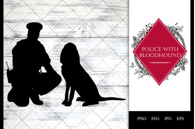 police/ Cop with Bloodhound Dog Sitting SVG Vector
