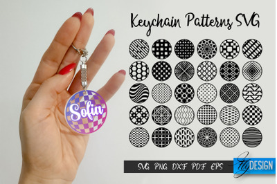 Keychain Patterns SVG. Round Acrylic Keychain Bundle SVG.