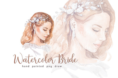 Watercolor blonde woman bride
