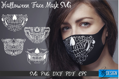 Halloween Face Mask SVG. Face Mask Designs. Sugar Skull SVG.