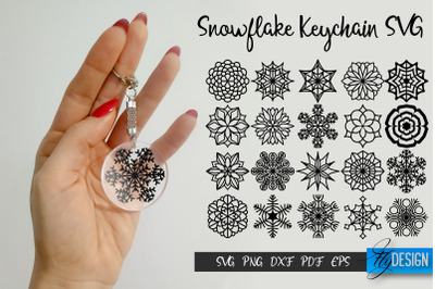 Snowflake Keychain SVG Bundle. Christmas Key Keychain SVG.