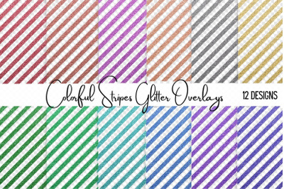 Colorful Glitter Stripes Overlays