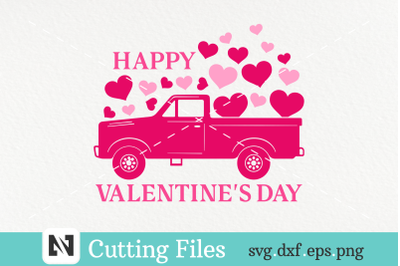 Happy Valentine&#039;s Day Truck Svg - valentine&#039;s day svg