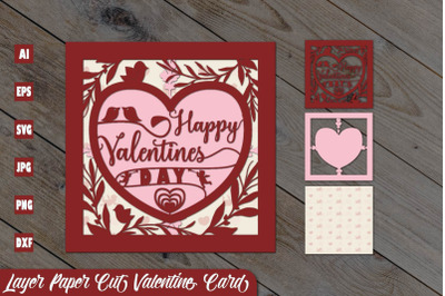 Layer Paper Cut Valentine Card SVG 3