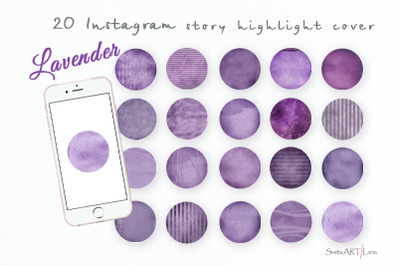 Instagram Lavender Story Highlight covers