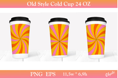 Old Style, Vintage Tumbler PNG. Cold Cup Wrap 24 OZ.