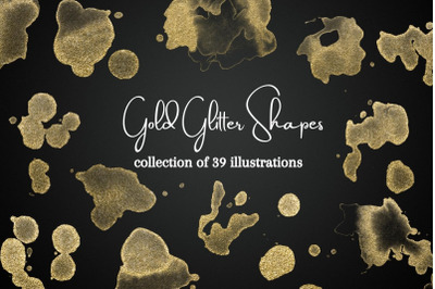 Gold Glitter Shapes Clipart