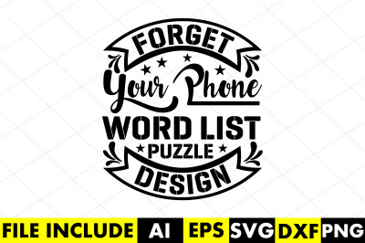 Forget Your Phone Word List Puzzle Design