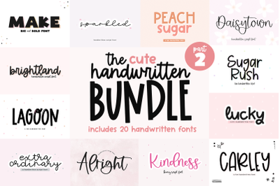 Cute Handwritten Font Bundle Part 2 | 20 Fonts for Crafters!