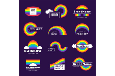 Rainbow logo. Business colored symbols lgbt icon weather rainbow recen