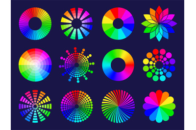 Rgb circles. Round abstract shapes selective colored spectrum waves fr