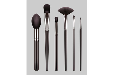Makeup brushes. Professional tools for beauty woman makeup powder eyes