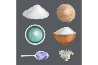 Salt realistic. Product ingredients for cuisine gourmet kitchen items