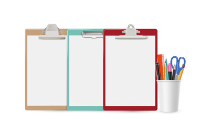 Blank clipboards. Realistic clipboard&2C; stationery. Business mockup for