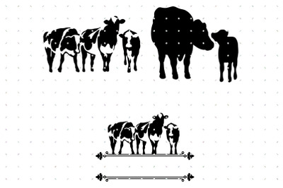 Cow Family Split Frame Monogram SVG