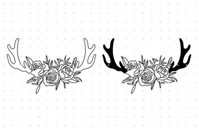 Deer Antlers with Flowers SVG clipart