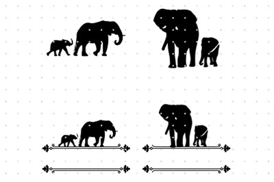 Elephant Family Split Frame Monogram SVG