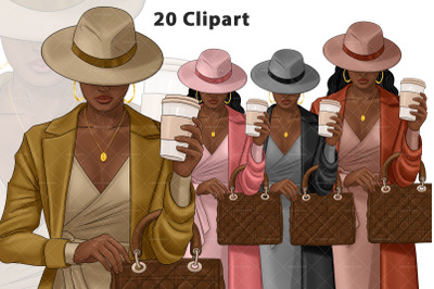 Black Woman Clipart Bundle, Black Girl clipart, Fashion girl clipart,