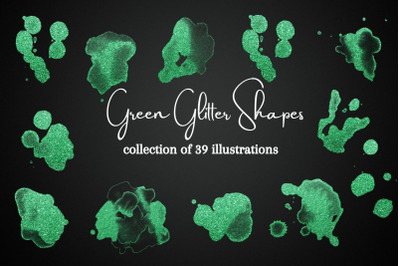 Green Glitter Shapes Clipart