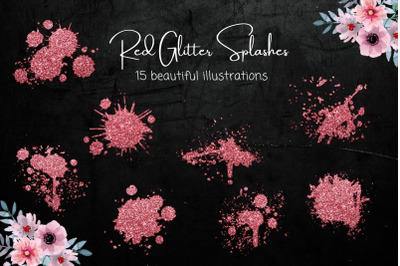 Red Shiny Glitter Splashes Collection