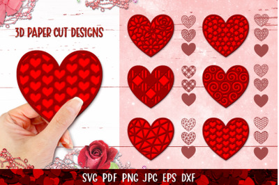 3D Valentines SVG,Heart Paper Cut File,3D Heart,Heart SVG