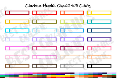 100 Checkbox task header box planner stickers clipart set