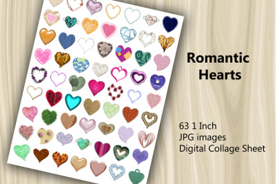 Digital Collage Sheet - Romantic Hearts