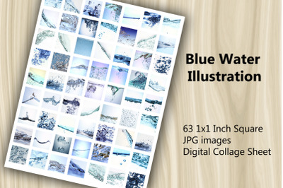 Digital Collage Sheet - Blue Water