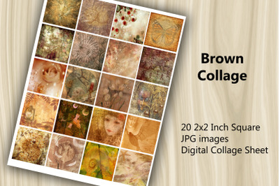 Digital Collage Sheet - Brown Collage