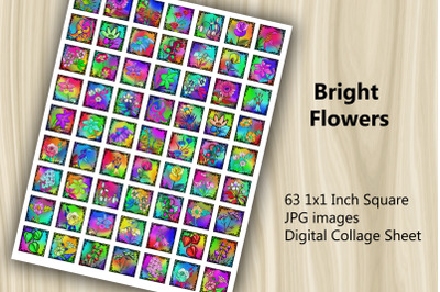 Digital Collage Sheet - Bright Flowers