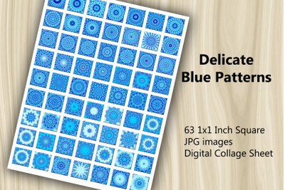 Digital Collage Sheet - Blue Pattern