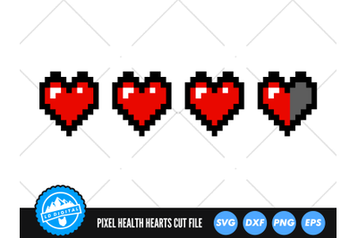 Pixel Health Hearts SVG | Life Hearts Cut File | Retro Gaming SVG