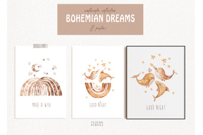 Boho nursery nautical printable posters - 8 prints