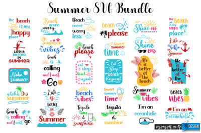 Summer SVG Bundle. Hello Summer SVG Bundle. T Shirt Designs.