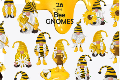 Bee gnomes illustrations