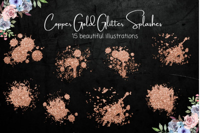 Copper Gold Glitter Splashes Collection