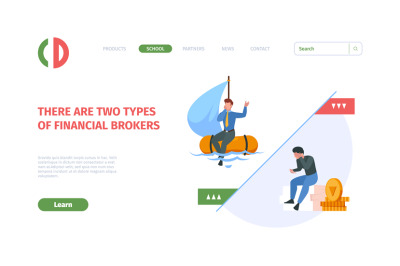 Financial crisis landing page. Business loses money office fail risk s