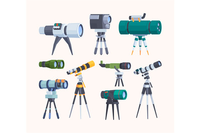 Optical tools. Equipment photographers telescope binoculars tools for