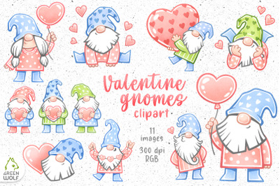 Valentine gnomes clipart Lovely watercolor illustrations png