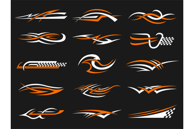 Car stripes. Vinyl stylized graphics templates symbols of flame geomet