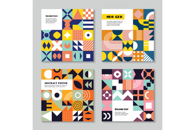 Geometrical forms. Neo geo style abstract geometric colored shapes tri