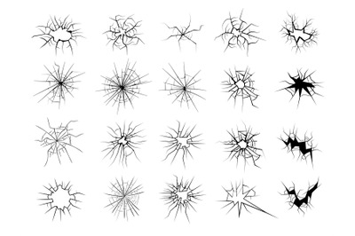 Cracked surfaces. Glass dangerous smashing edges damaged templates rec