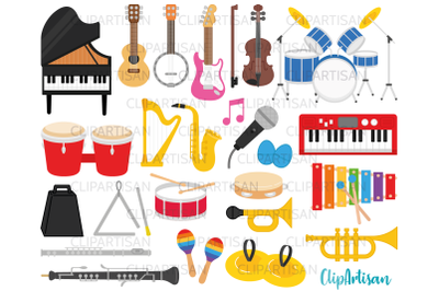 Musical Instruments Clip Art, Guitar, Violin, Drums