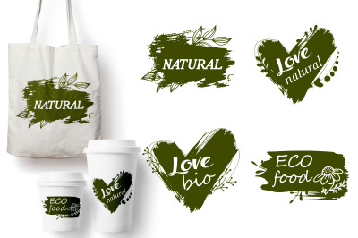 I love organic. Set of logos, icons, design elements