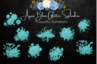 Blue Aqua Glitter Splashes Collection