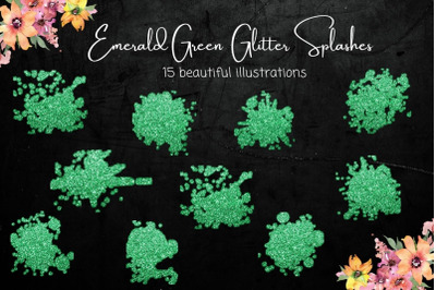 Emerald Green Glitter Splash Collection