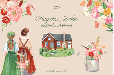 Cottagecore Garden Watercolor Aesthetics