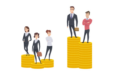 Gender gap inequality. Woman man salary gaps. Difference wage. Busines