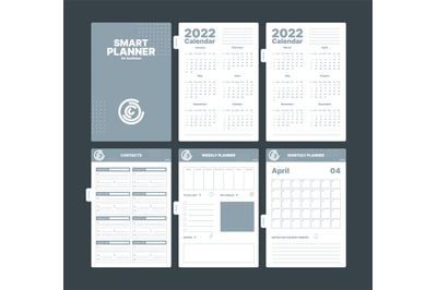 Organizer pages. Business planner creative scrapbook pages templates d