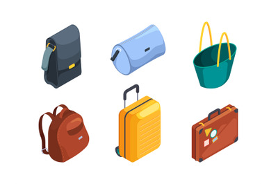 Travel bag isometric. Suitcases collection luggage collection for trav